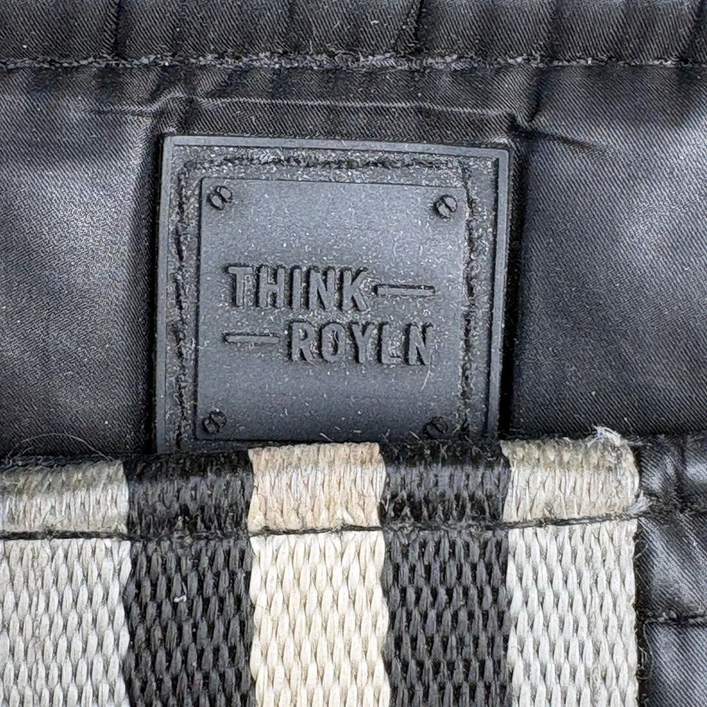 Think Royln Black Quilted Puffer Crossbody Bag Striped Messenger Bag